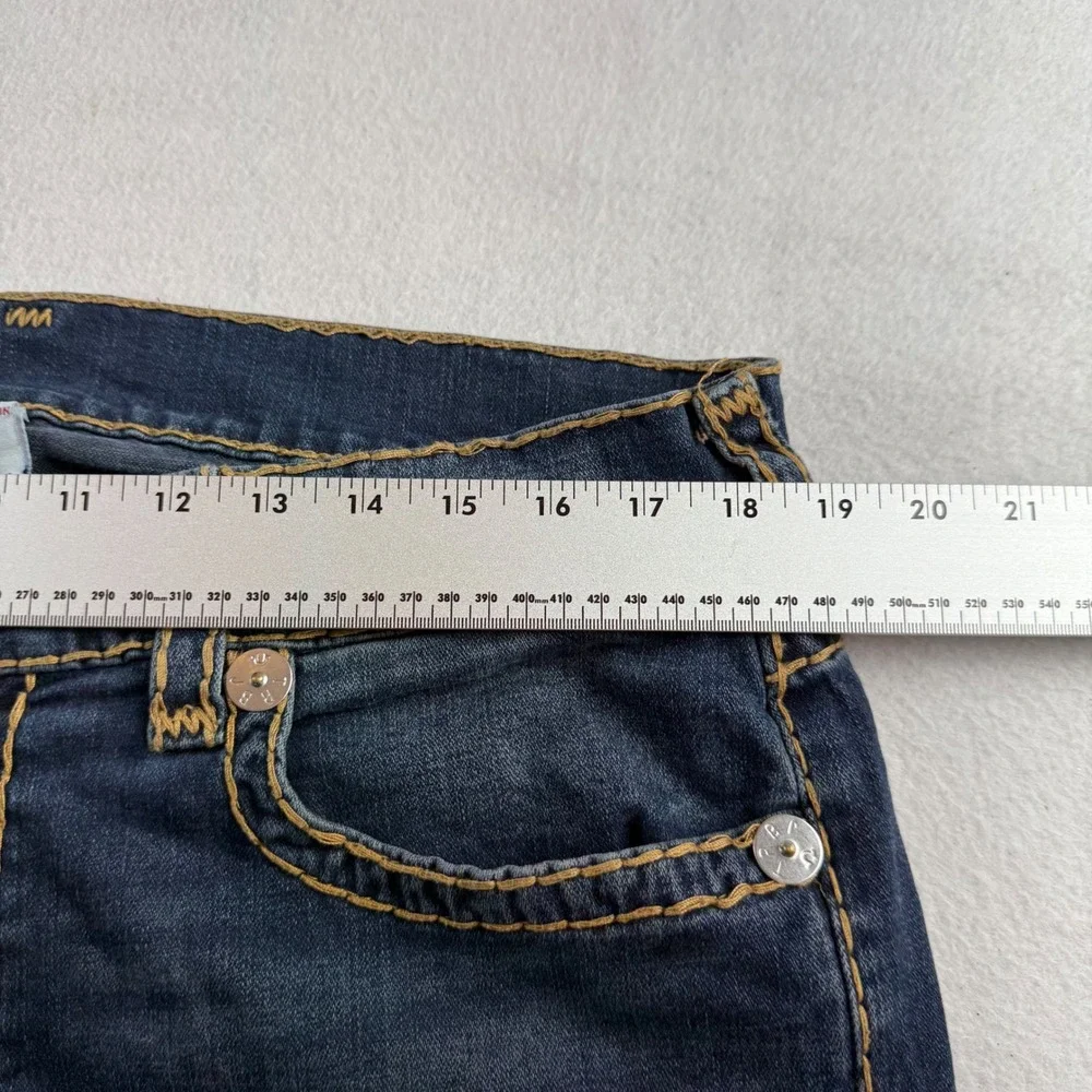 True Religion Rocco Relaxed‎ Skinny Jeans Dark Wash Gold Super T Stitch Mens 36